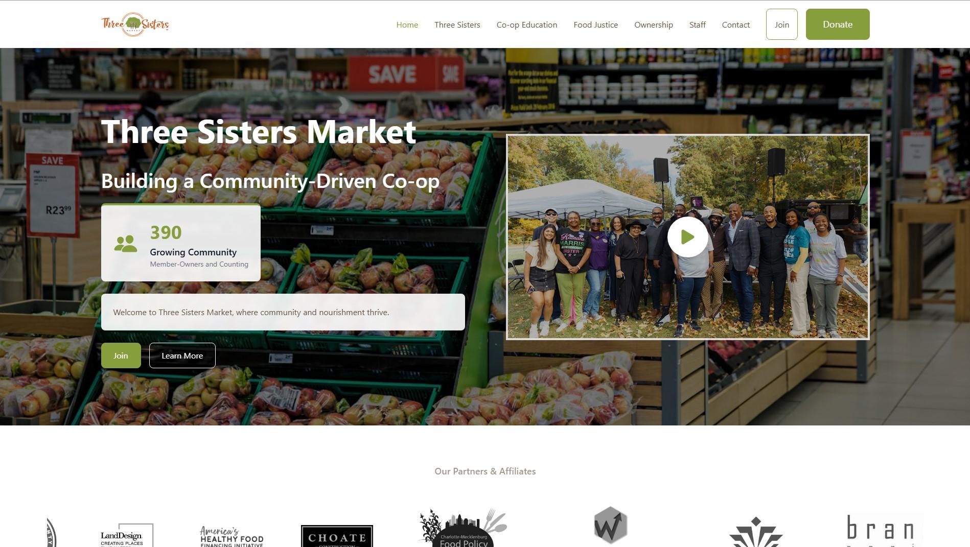 Three Sisters Market website